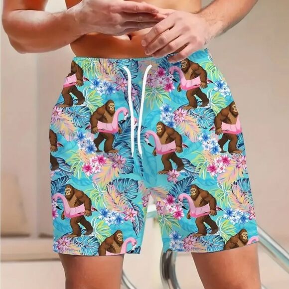 Men’s Shorts XL Flamingo Sasquatch Big Foot - Picture 1 of 7